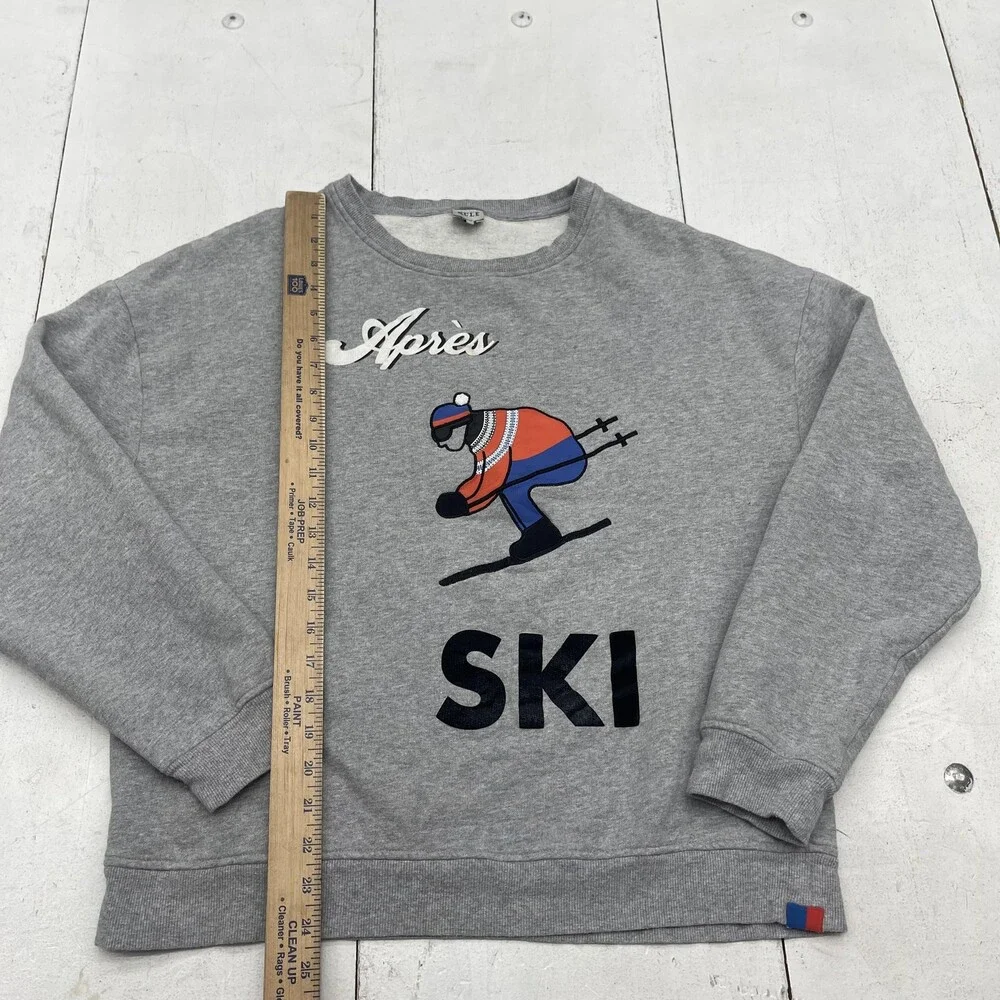 Kule Sweatshirt Womens Medium Gray Apres Ski Graphic Crewneck Organic Cotton - Picture 6 of 8